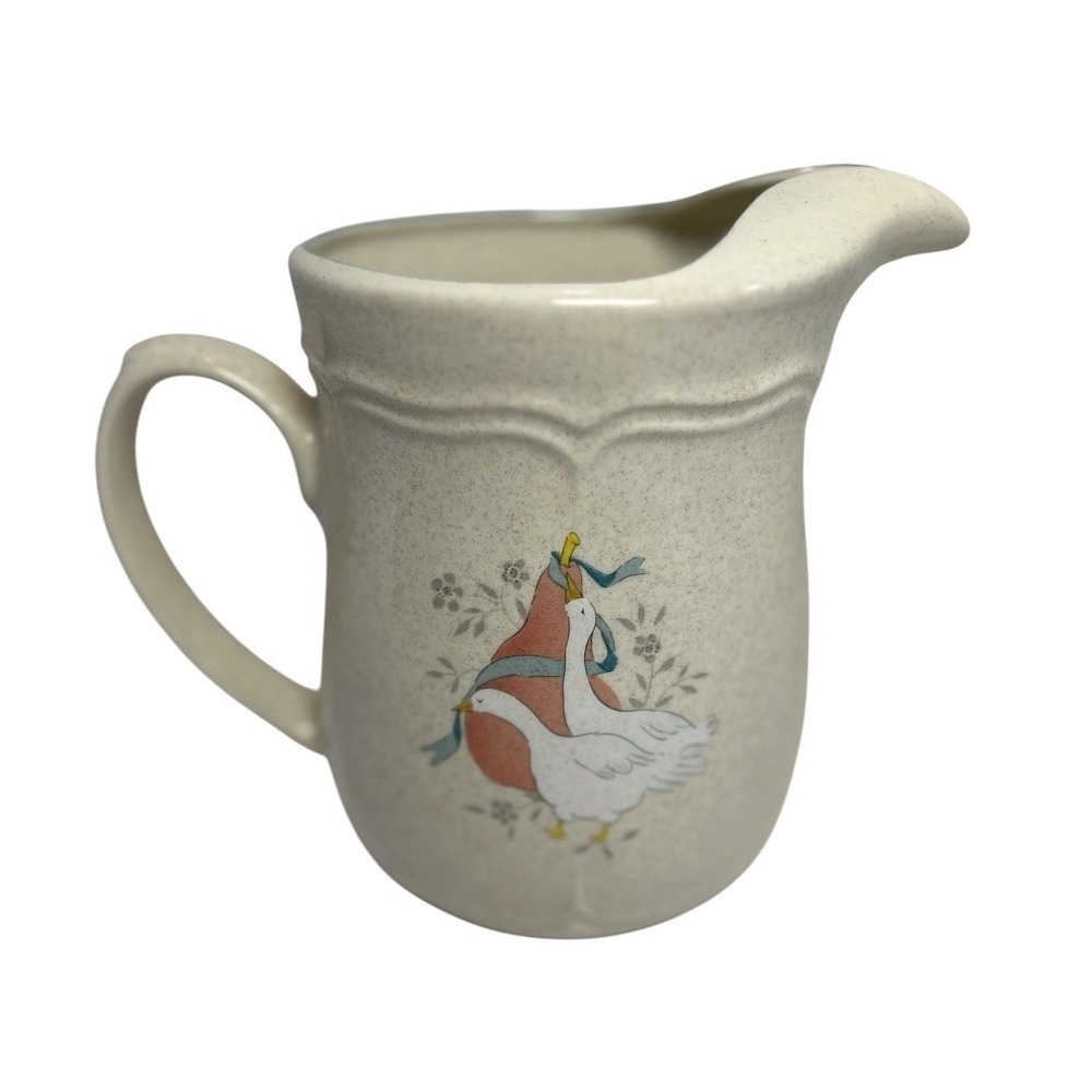 Vtg International Marmalade Goose Geese Pitcher Vase Cottage Farmhous Grannycore